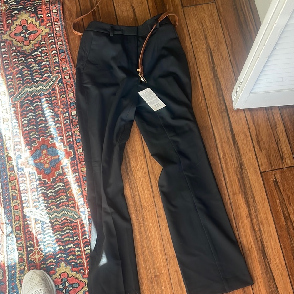 Zara Black Trousers with Tan Belt